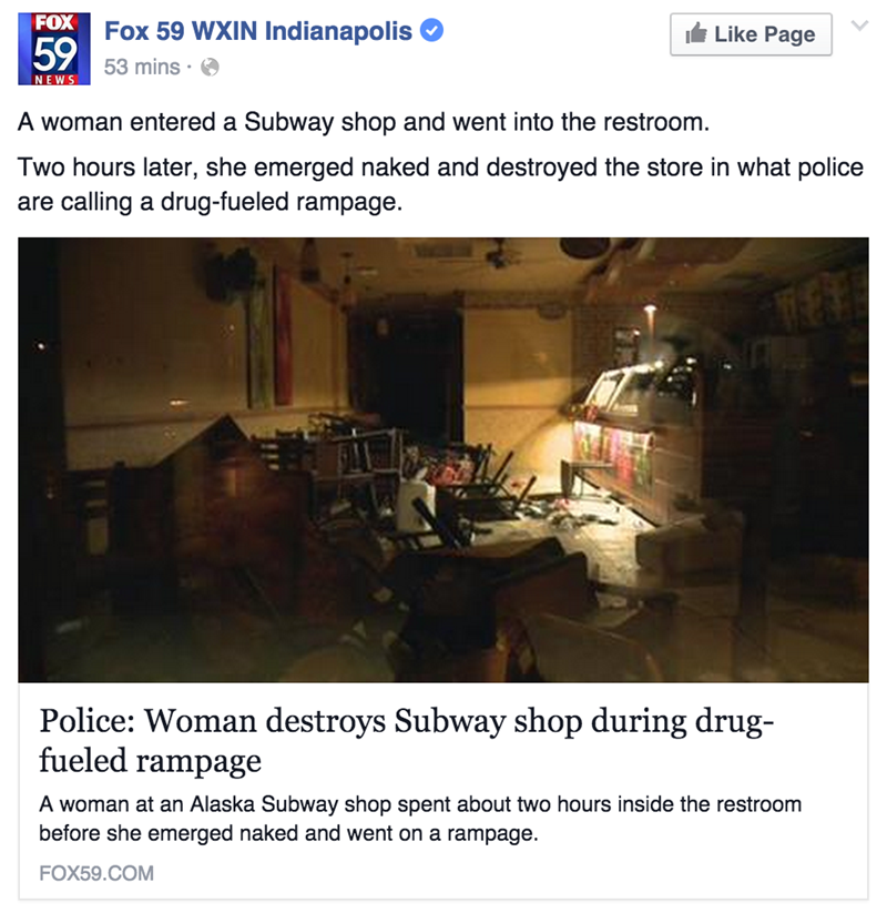 alaskan subway store gets wrecked by woman on drugs