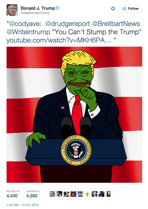 political memes donald trump tweets pepe trump