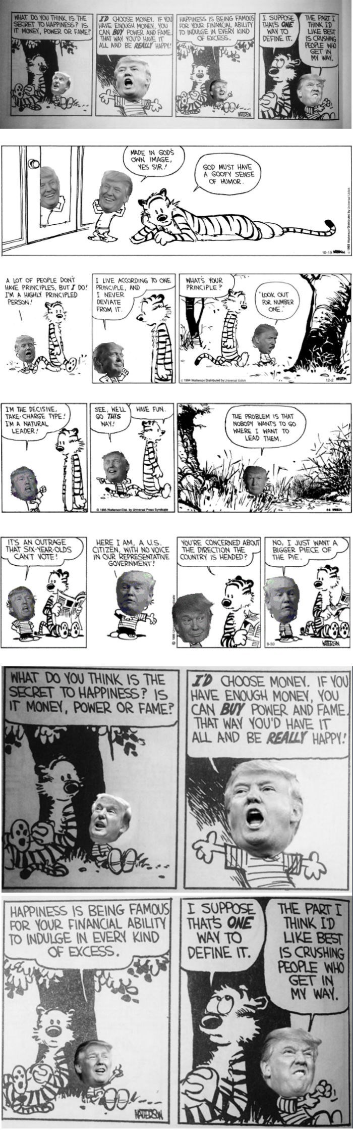 funny political comic strips Donald Trump fits seamlessly into Calvin and Hobbes Comics creating Donald and Hobbes