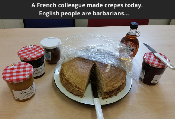 funny fail image Coworkers destroy French food