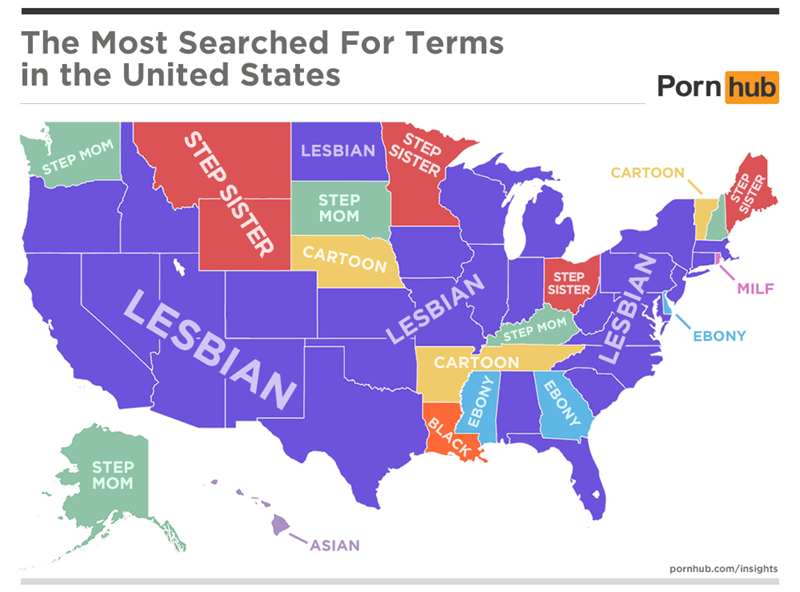 pornhub american searches map