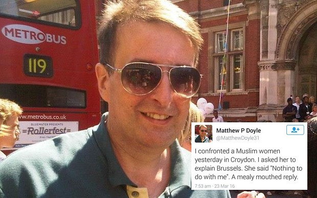 twitter racism karma London Man Arrested for Hateful Tweets After 'Confronting' a Muslim Woman About Brussels